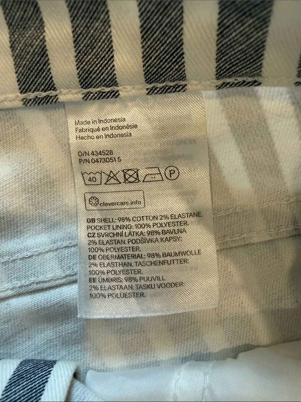 H&M Navy and White Striped Jean Shorts